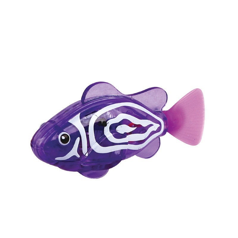 Electronic Pet Fish Bath Toy Induction Activated LED Light Up Swimming Fish Waterproof Interactive Robot Clown Fish Toy