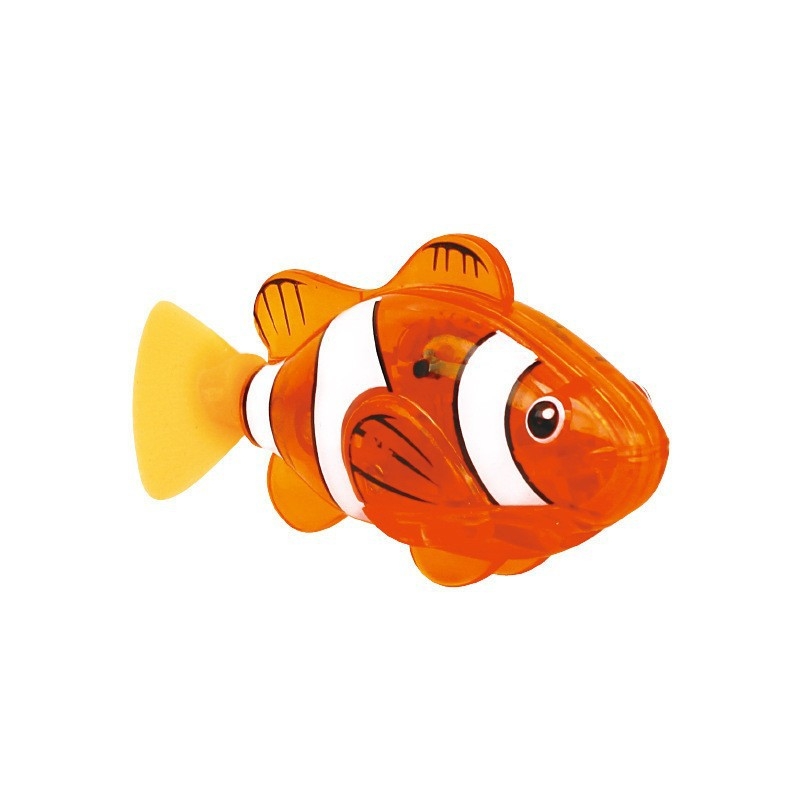 Electronic Pet Fish Bath Toy Induction Activated LED Light Up Swimming Fish Waterproof Interactive Robot Clown Fish Toy