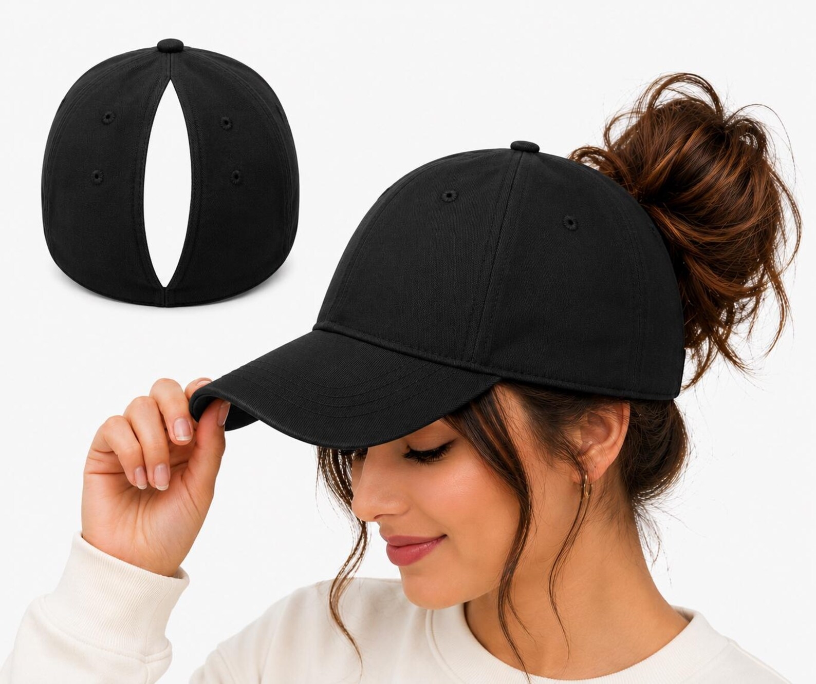 Magnetic Ponytail Baseball Cap for Women – Quick-Dry Sports Hat with Automatic Magnetic Hair Opening | Breathable Adjustable Running Cap