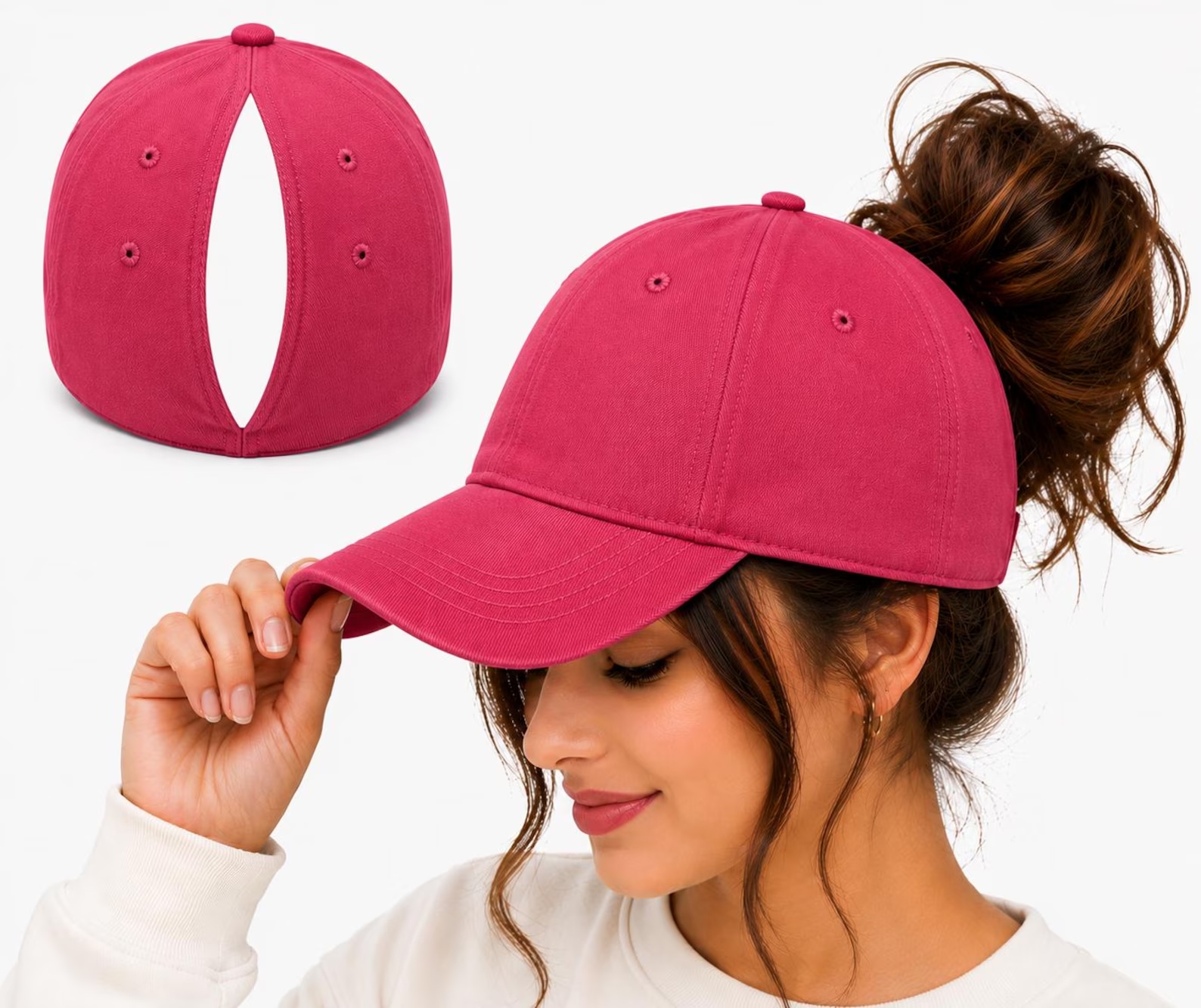 Magnetic Ponytail Baseball Cap for Women – Quick-Dry Sports Hat with Automatic Magnetic Hair Opening | Breathable Adjustable Running Cap