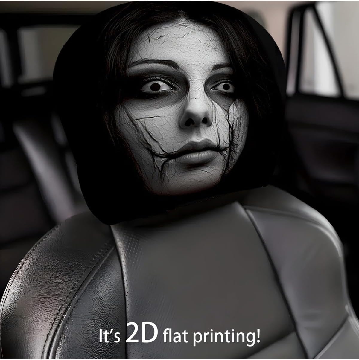 Horror Scary Face Car Headrest Covers, Universal Stretch Auto Seat Head Rest Protectors, Washable Vehicle Interior Decoration Accessories