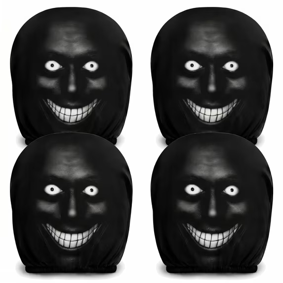 Horror Scary Face Car Headrest Covers, Universal Stretch Auto Seat Head Rest Protectors, Washable Vehicle Interior Decoration Accessories