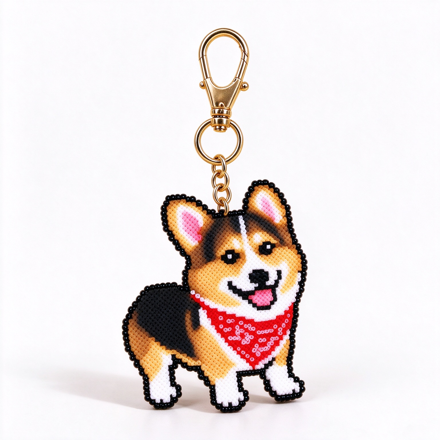 Custom Pet Perler Bead Keychain – Personalized Pixel Art Pet Portrait, Handmade Beaded Dog & Cat Bag Charm, Unique Gift for Pet Lovers