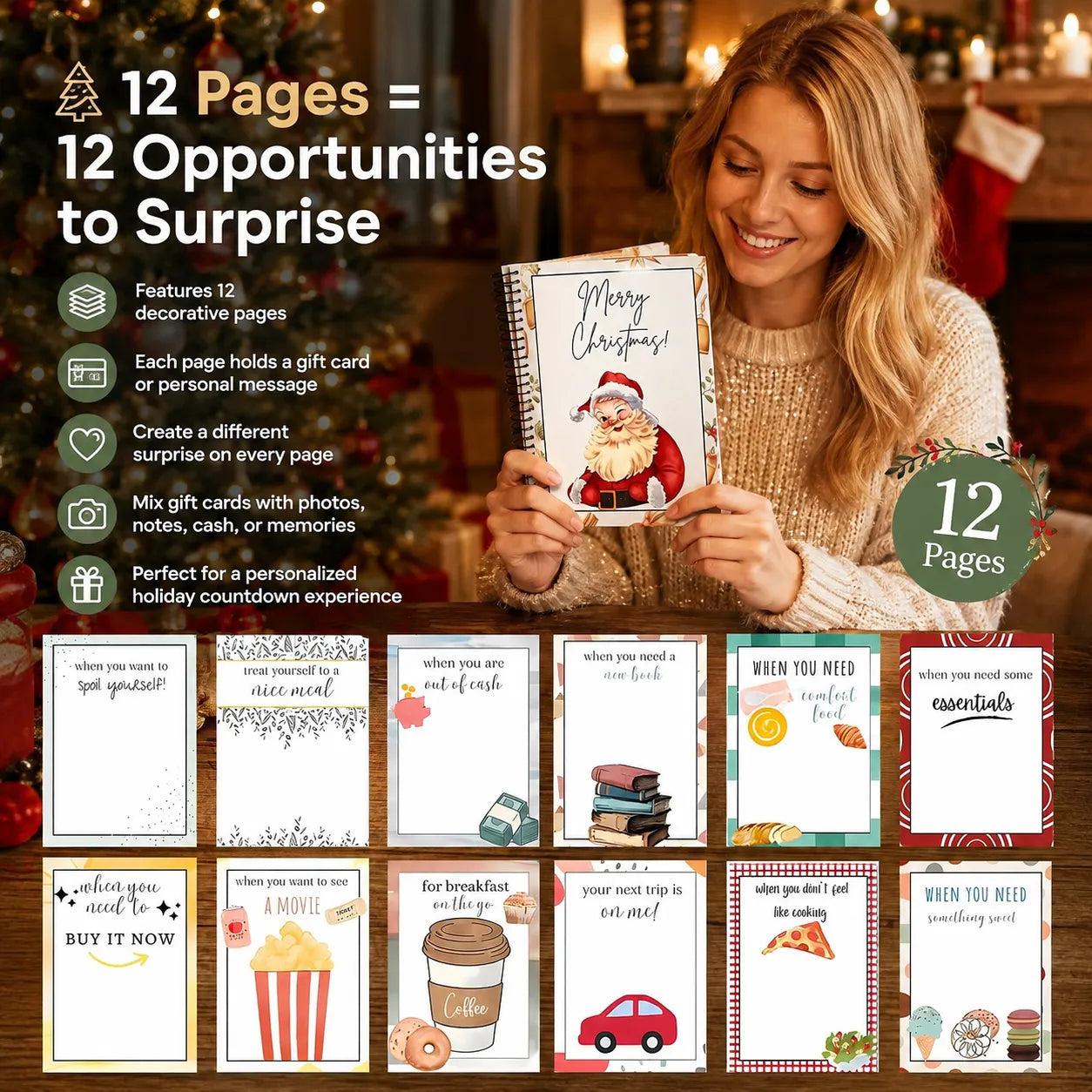 Christmas Gift Card Booklet -DIY Spiral-Bound Christmas Gift Card Holder Book