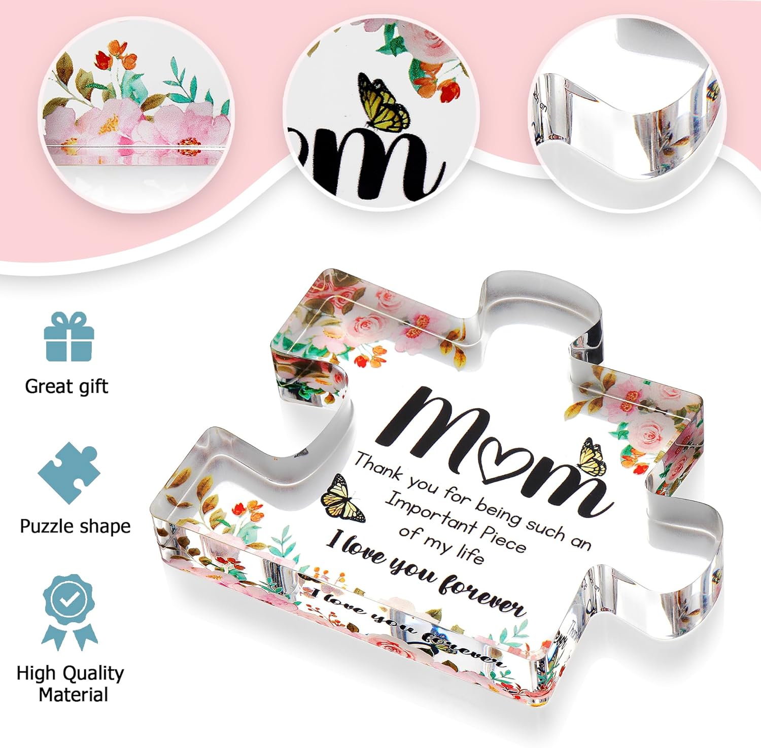 Custom Cute Engraved Acrylic Block Puzzles Piece - Adorable Gift ffor Mom