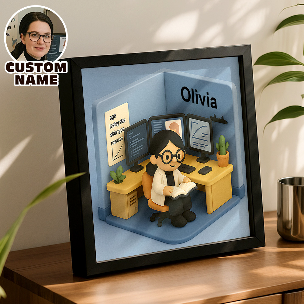 Custom 2D Action Figure Portraits Custom Photo Frame Personalized Toy Box Turn Yourself Into Personalized Diorama Scene Art  Mini Me Figurine Gift