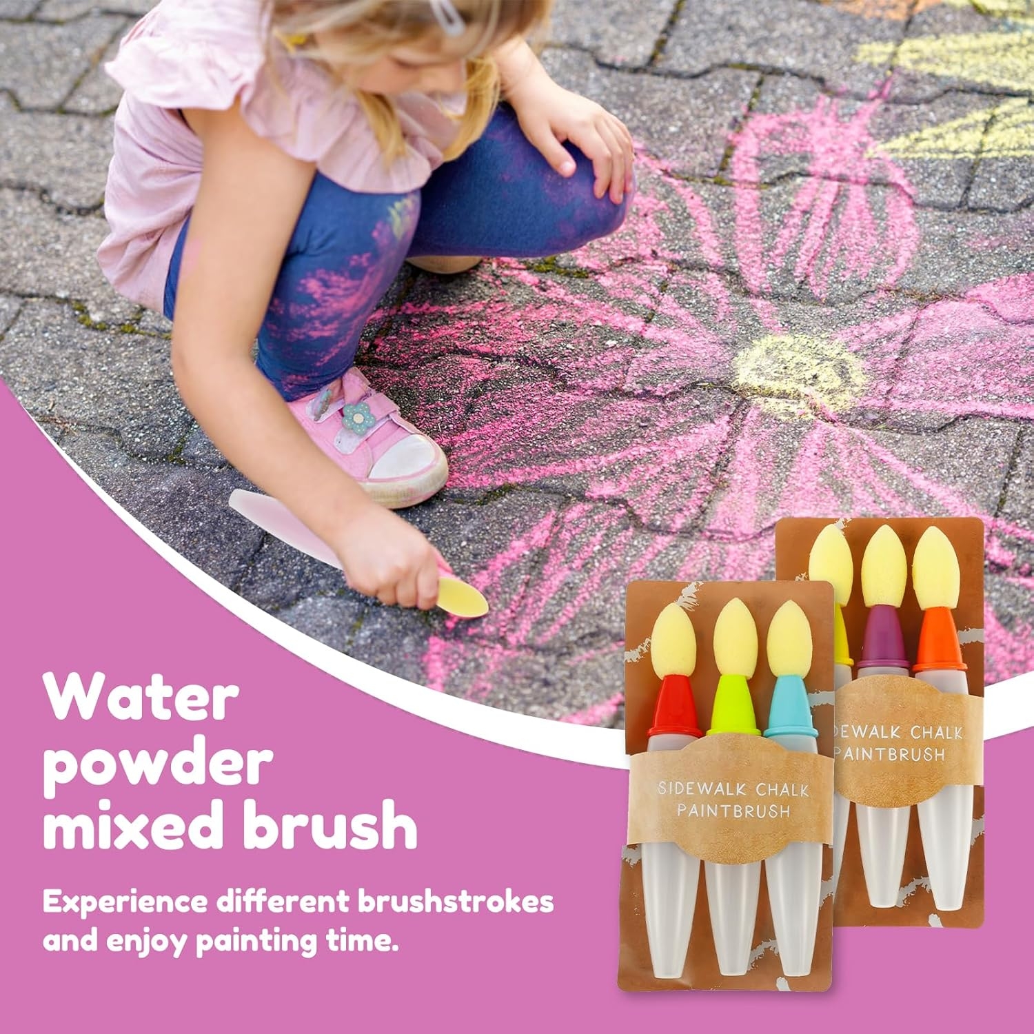 Sidewalk Chalk Paint Brush Set DIY Washable Paintbrush Add Water to The Brush and Use Washable Easy to Clean