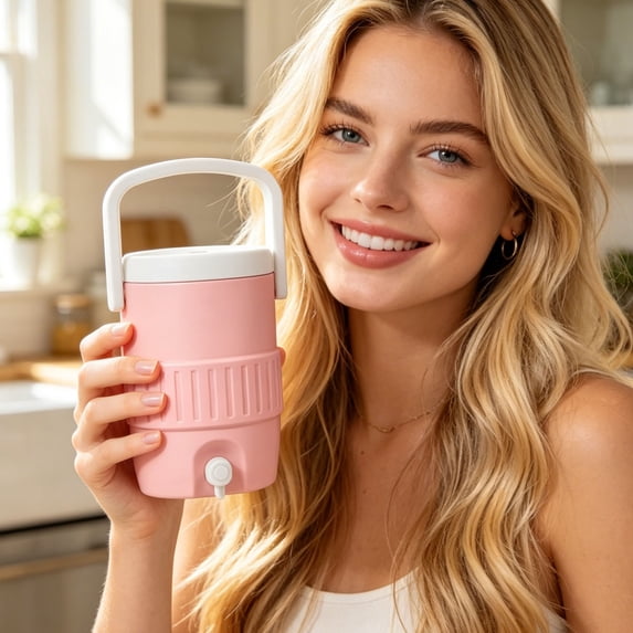 Mini Insulated Water Jug Portable Beverage Dispenser with Spout & Handle Leak-Proof Small Drink Cooler for Outdoor Use
