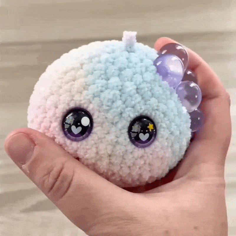 Crochet Bubble Squishy Ball – Soft Handwoven Fidget Toy with Slow-Rising Bubble Pop, Cute Sensory Stress Relief Toy