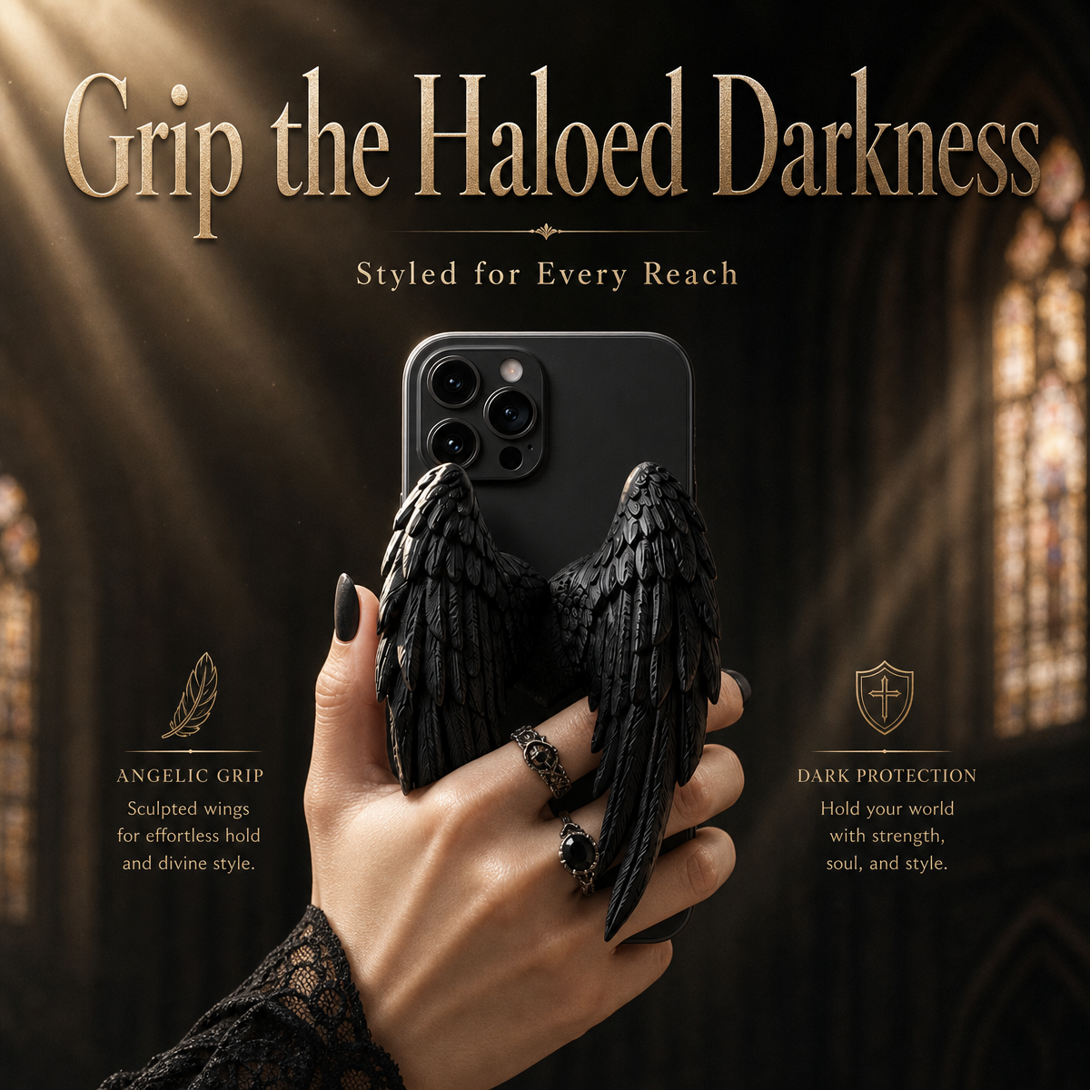 Angel Wings Magnetic Phone Holder – 3D Guardian Wing Design Phone Stand