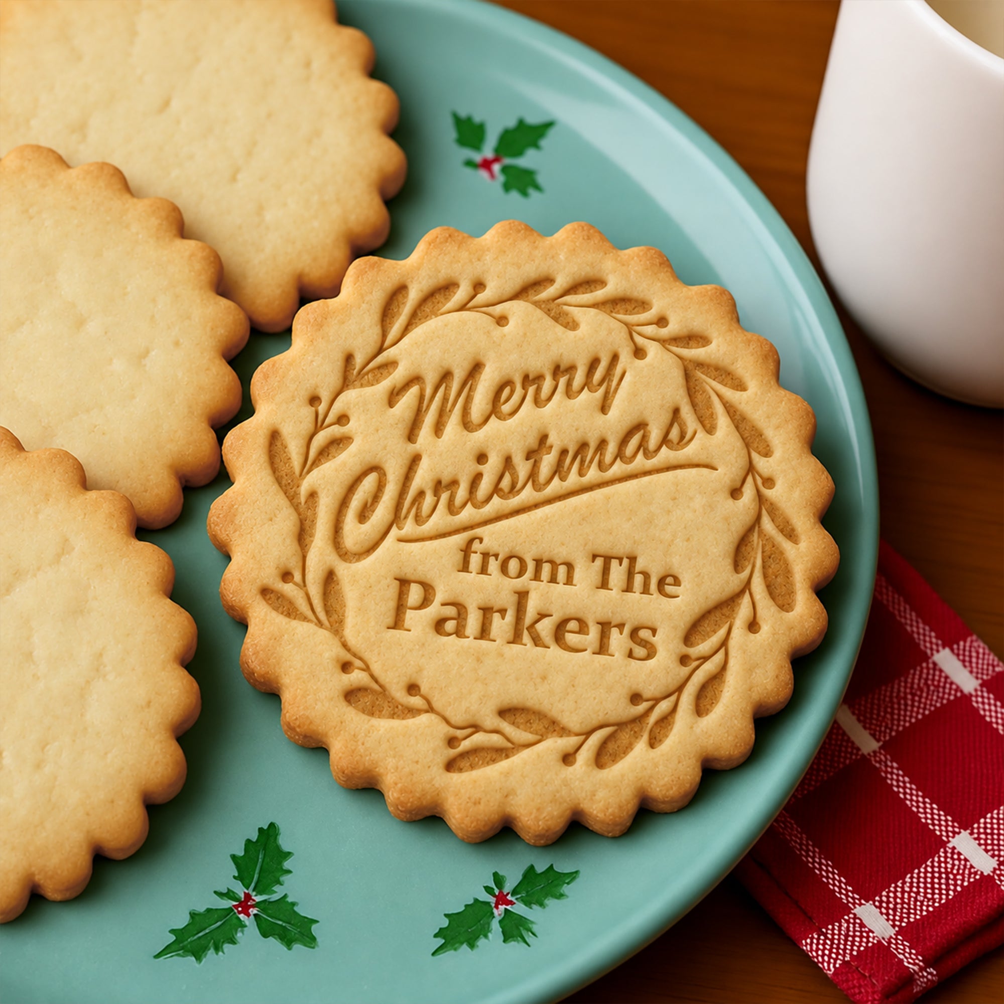 Personalized Family Name Merry Christmas Cookie Stamp