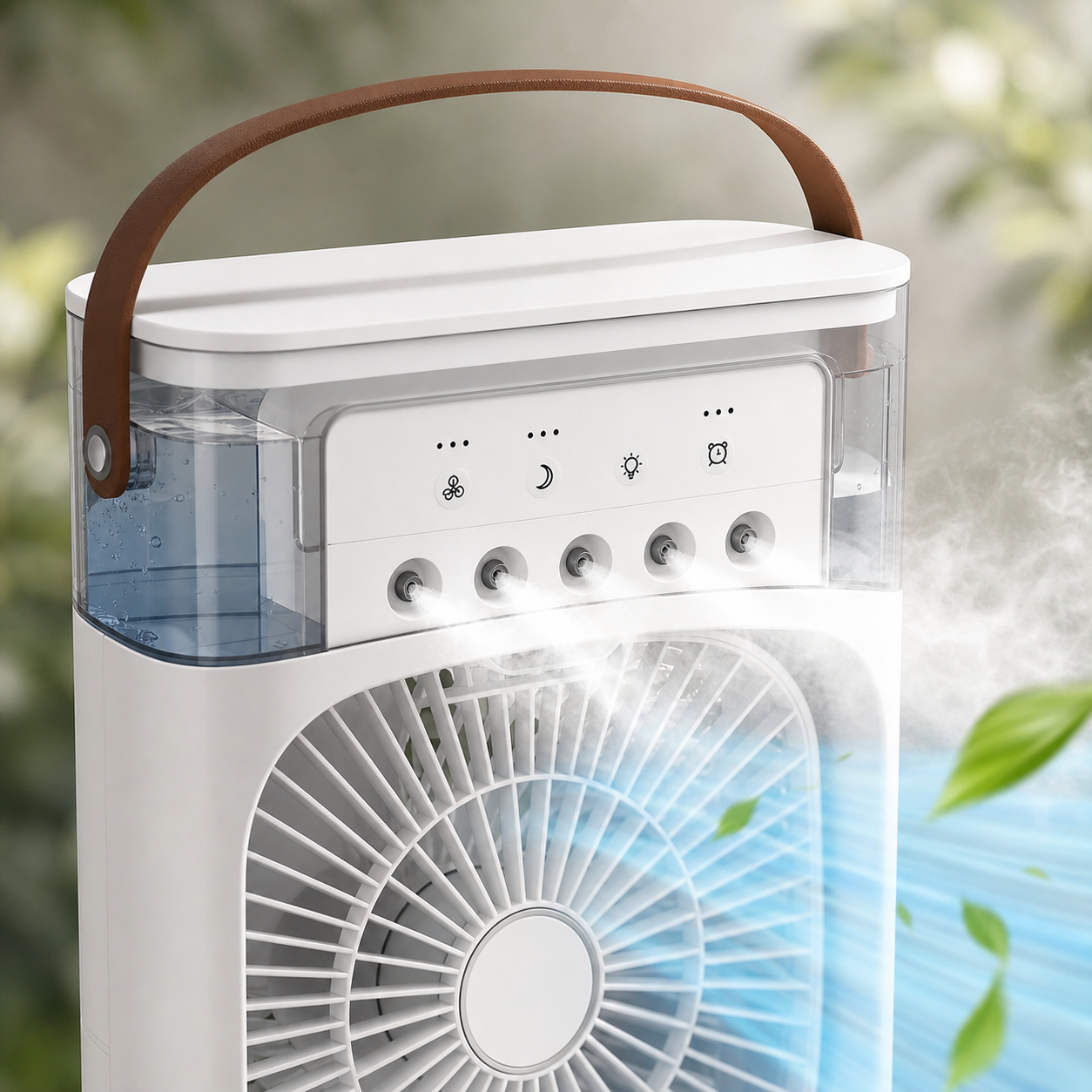 Portable Rechargeable Misting Fan with 180° Wide-Angle Airflow – Cordless Personal Cooling Fan for Home, Office & Outdoor Use