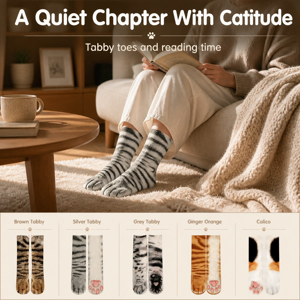 Realistic Animal Paw Socks – 3D Cat, Dog & Wild Animal Print Crew Socks