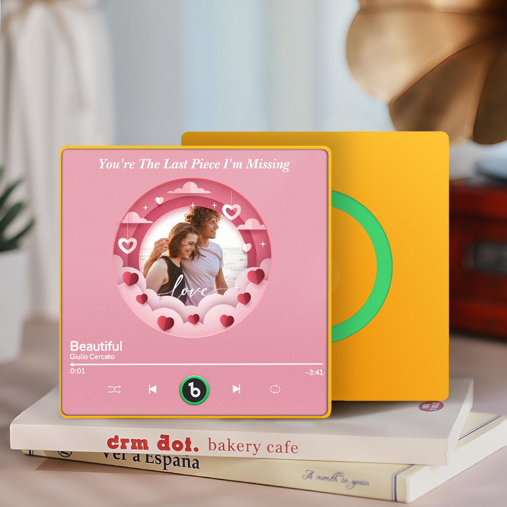 Customized Pink Heart-Shaped Refrigerator Magnet Customized Music And Photo Refrigerator Magnet As A Gift For Her