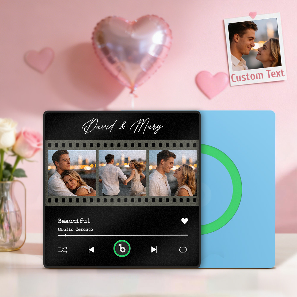 Custom Music Fridge Magnet with Photos That Can Be Played Song Unique Gift for Couple