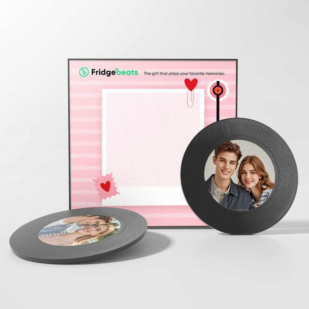 Custom Music and Photo Fridge Magnet NFC Song Fridge Magnets Pink Gifts for Couple