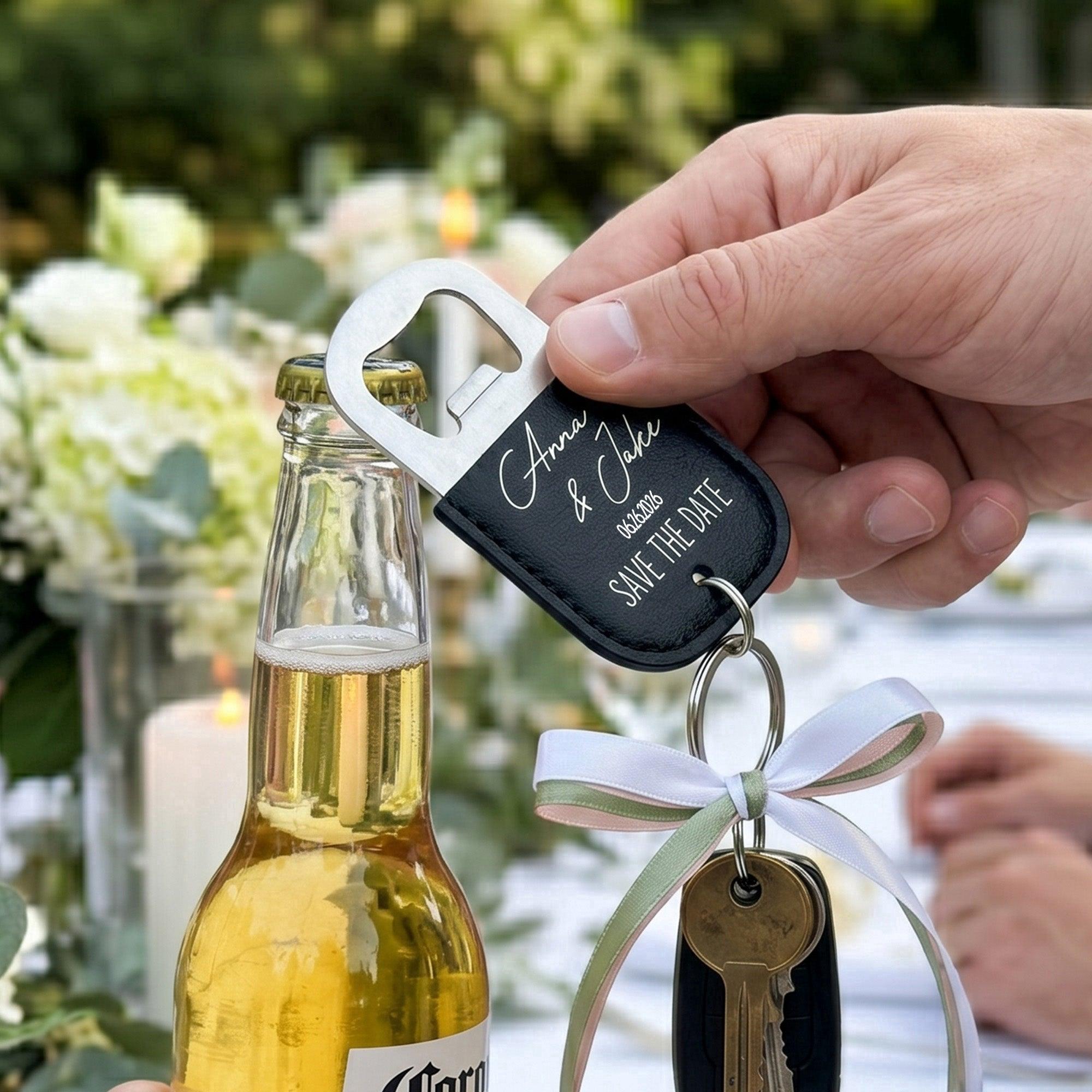 Bottle Opener Wedding Favors Wedding Thank You Gift - Personalized Keychain