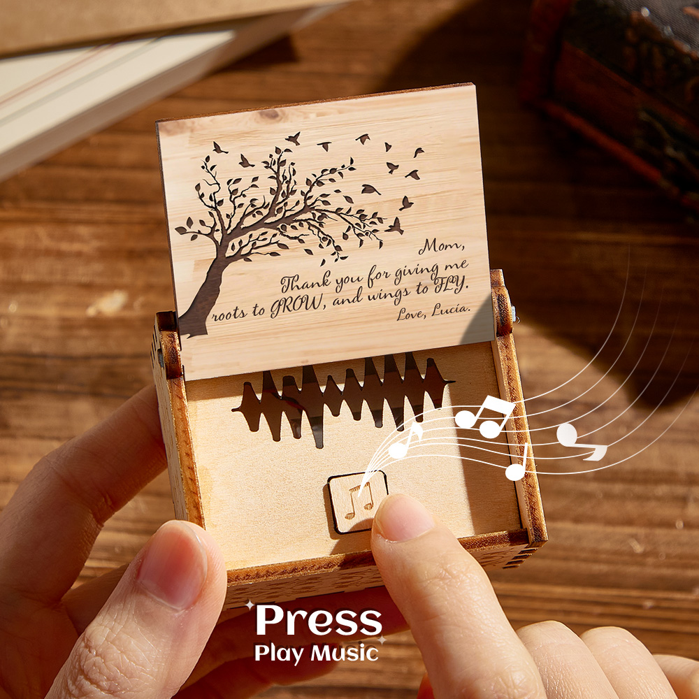 Personalized Wooden Music Box Custom Tree Music Box Gift for Mother - 