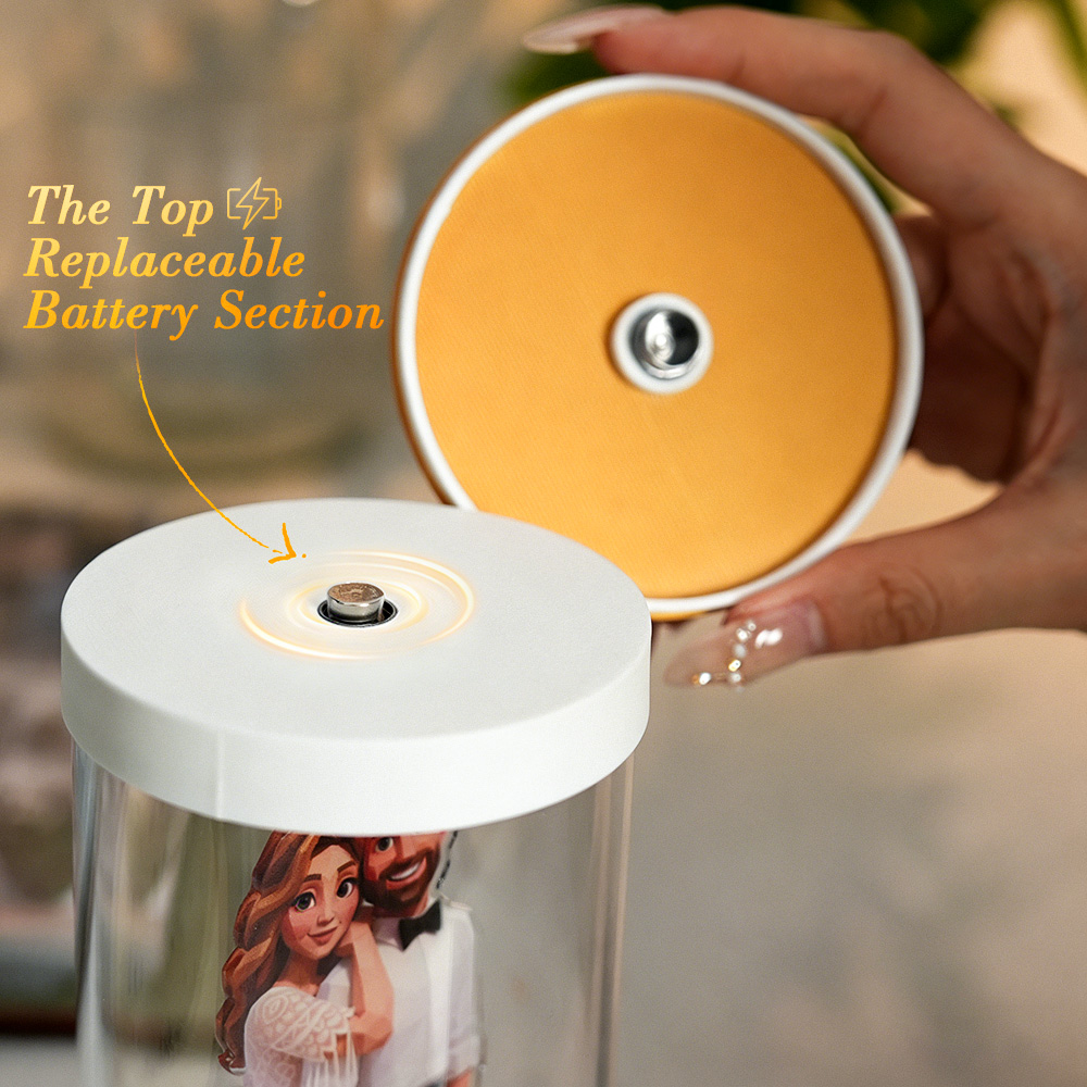 Custom Photo Cartoon Couple Space Capsule Personalized Low-Poly Decorative Ornament – A Special Gift for Her