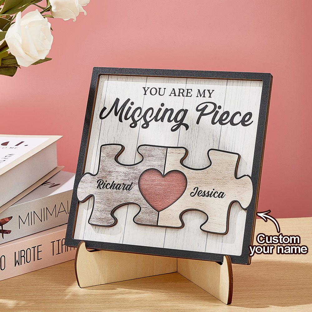 Custom You're My Missing Piece Ornament Personalized Puzzle Pieces Couple Wood Plaque Gifts for Couples - 
