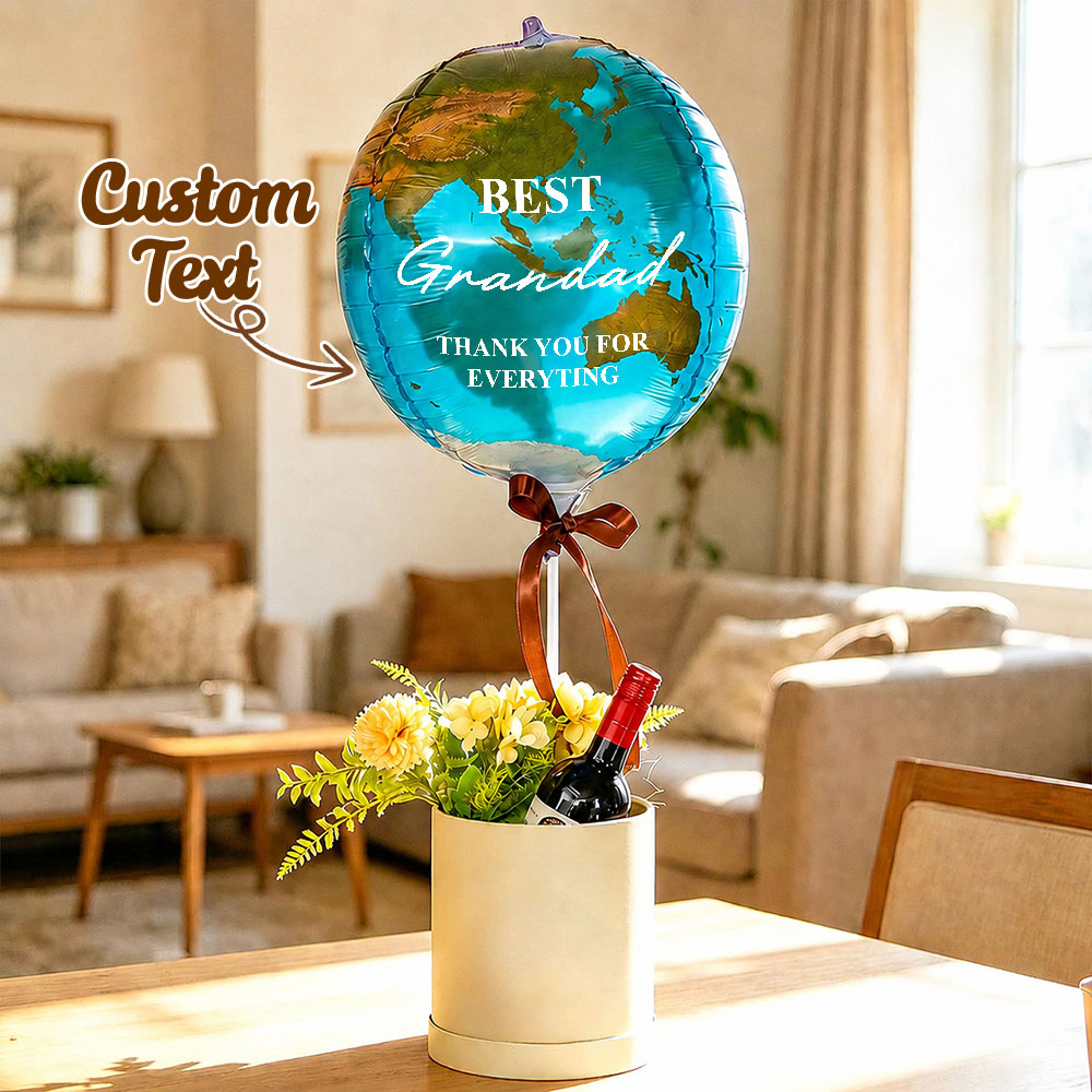 Best Dad In The Whole World Balloon Personalized Earth-Shaped Balloon Set Father's Day Gift for Dad or for Grandpa