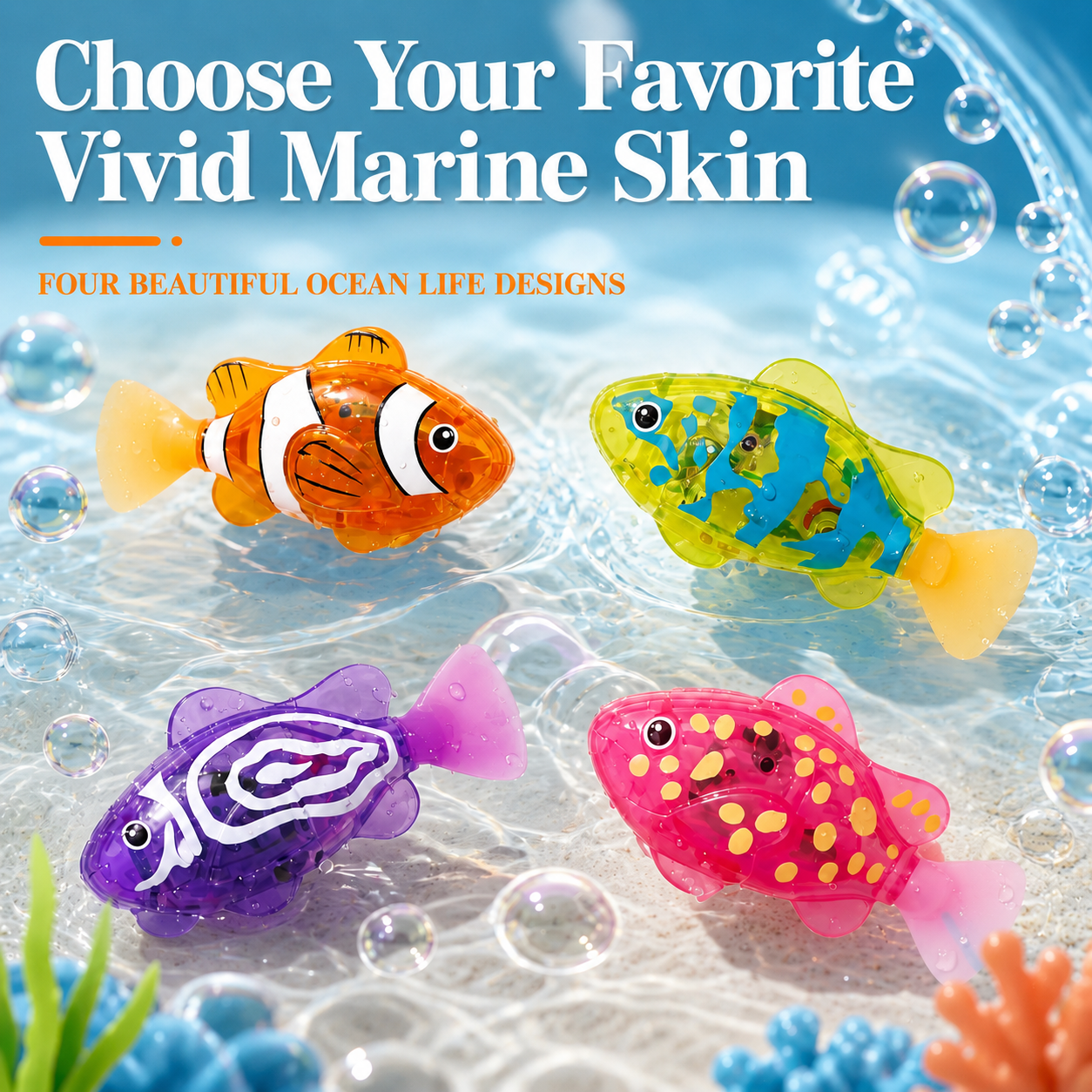 Electronic Pet Fish Bath Toy Induction Activated LED Light Up Swimming Fish Waterproof Interactive Robot Clown Fish Toy
