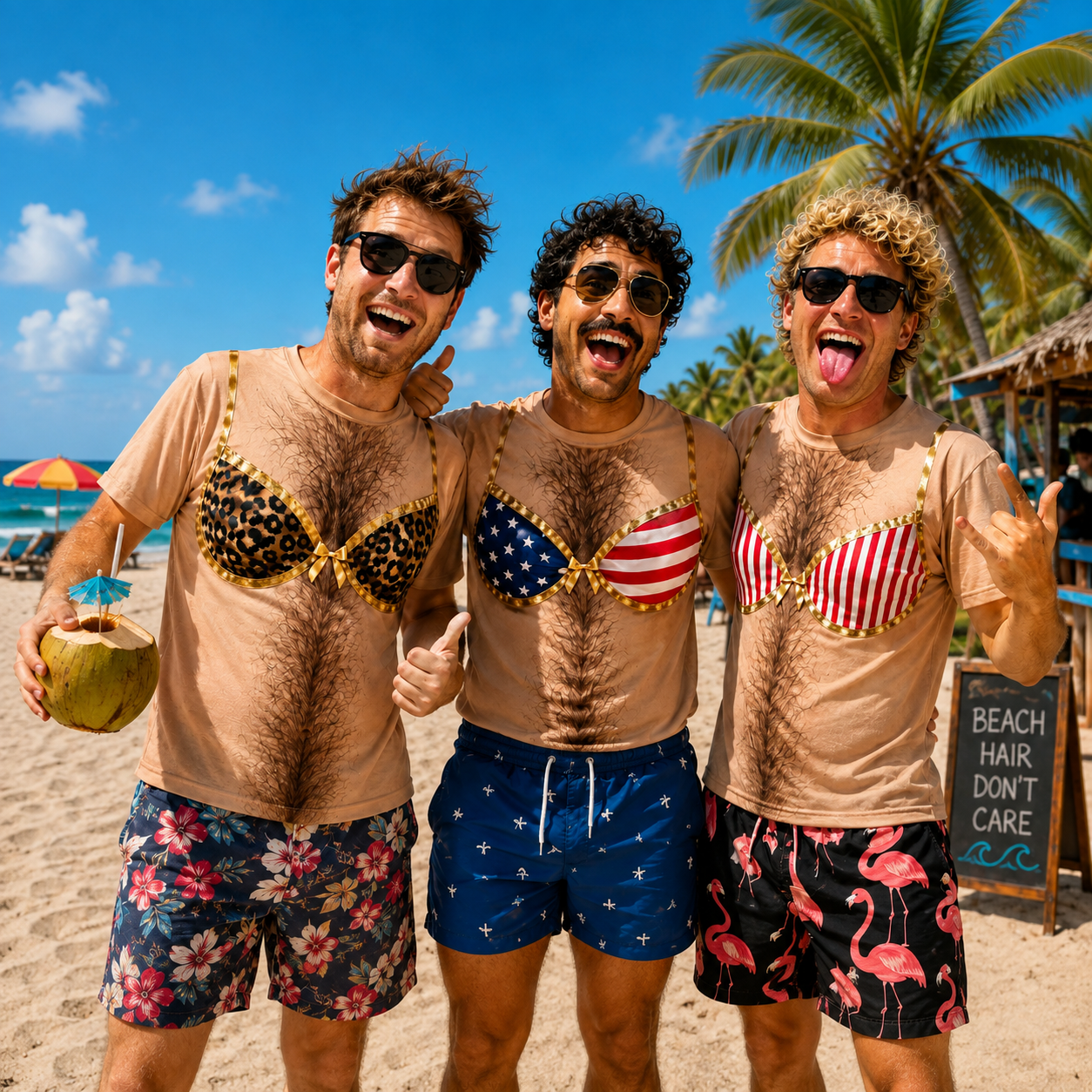 Funny Fake Chest Hair T-Shirt for Men – Novelty Bra Print Graphic Tee, Hilarious Prank Shirt for Parties, Costumes & Gag Gifts
