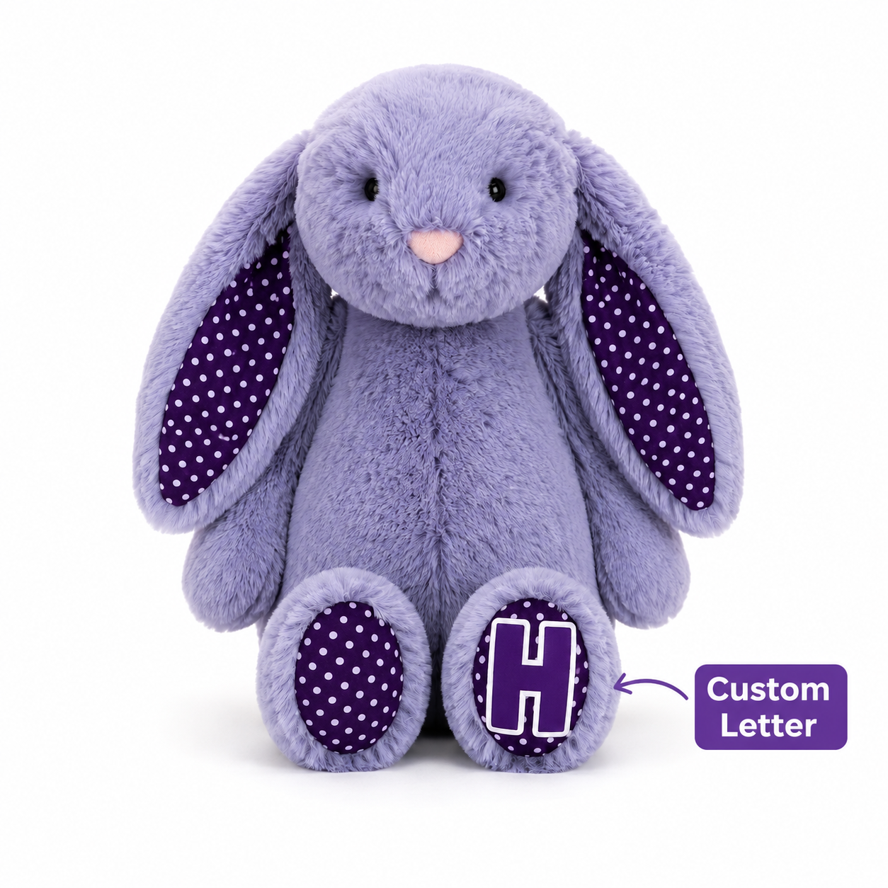 Custom Letter Bunny Plush – Personalized Soft Rabbit Stuffed Animal with Monogram Foot, Cute Gift for Kids, Birthdays & Special Occasions