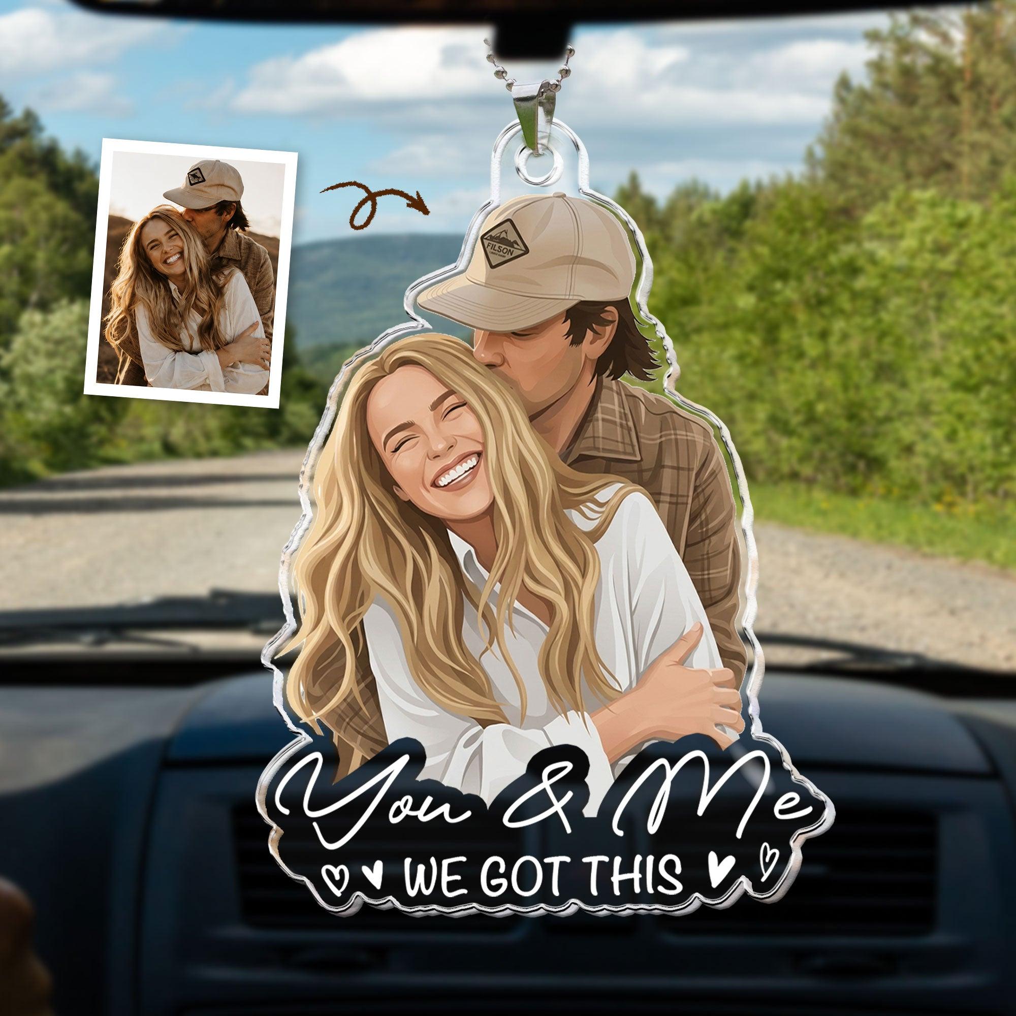 Custom Portrait Car Ornament, Anniversary Gifts For Him  Personalized Rear View Mirror Accessory 商品缩略图