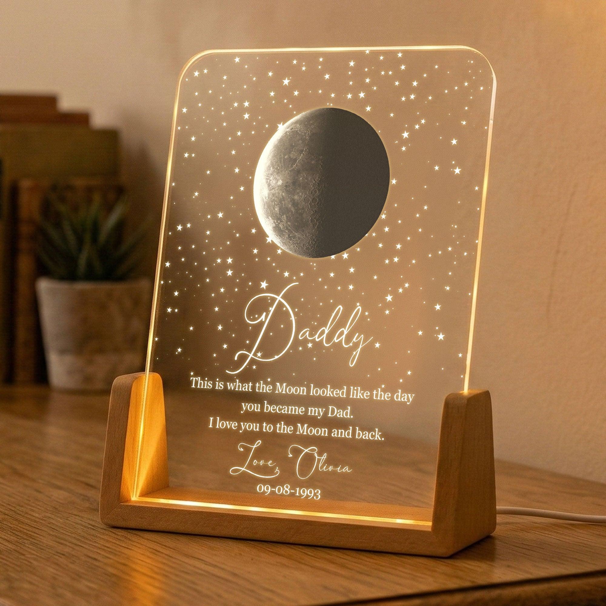Custom Moon Phase By Date Gift For Dad Father's Day Keepsake - Personalized Night Light