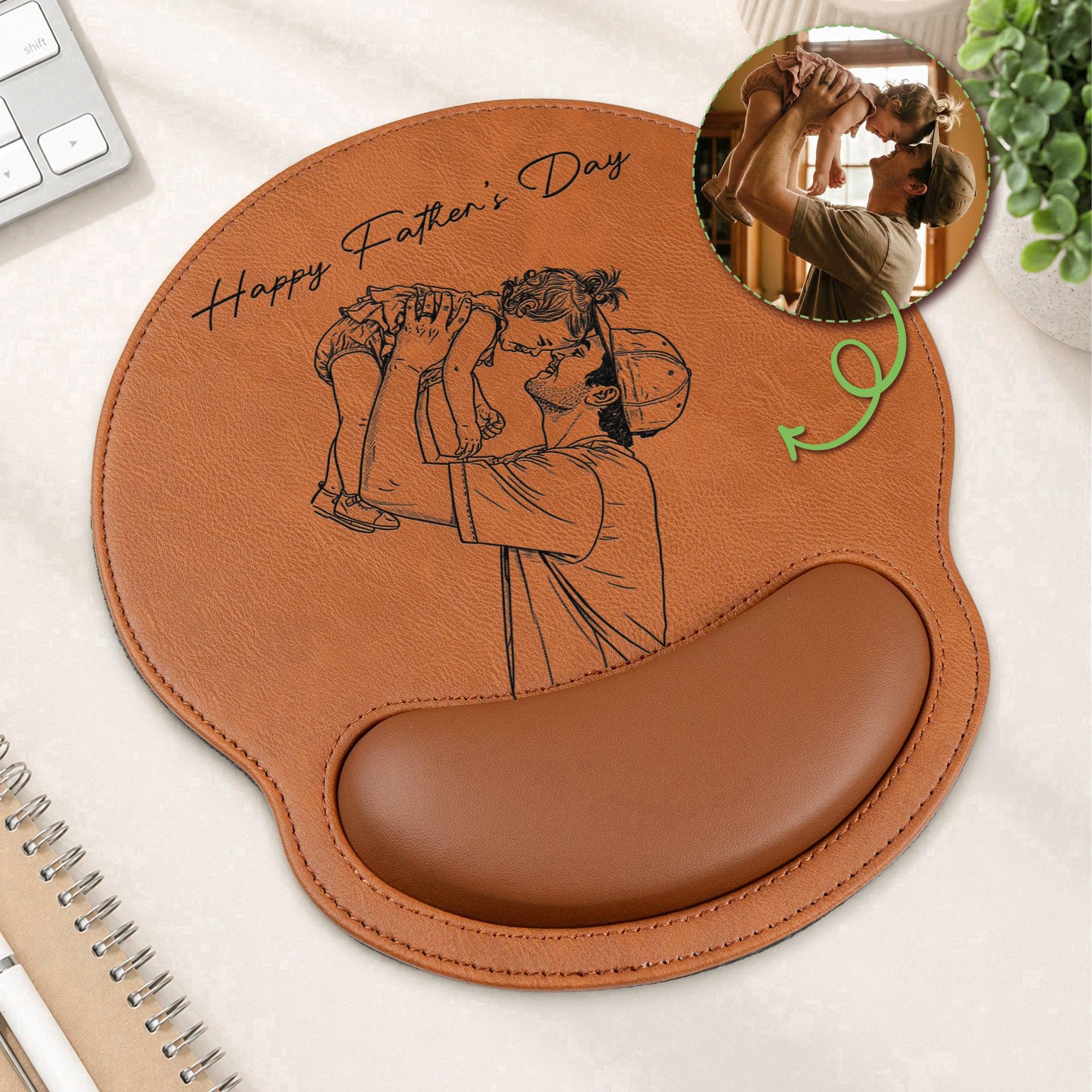 Personalized Mouse Pad Custom Photo Sketch Line Art Father's Day Gift For Dad
