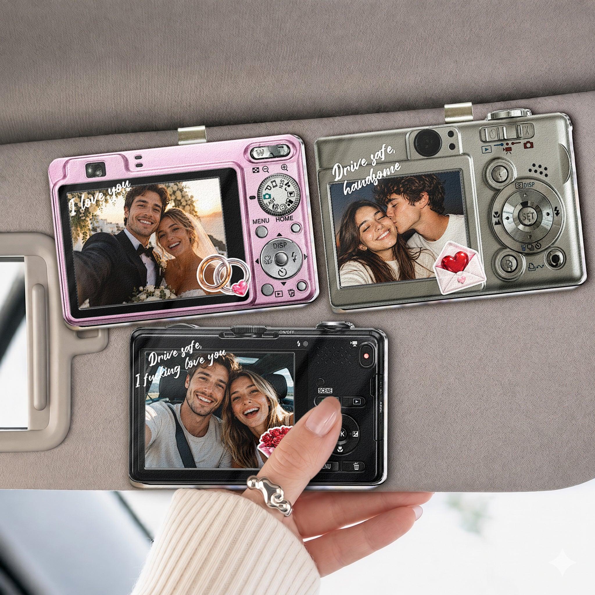 Personalized Car Visor Clip Custom Vintage Couple Photo Drive Safe Anniversary Gift For Boyfriend