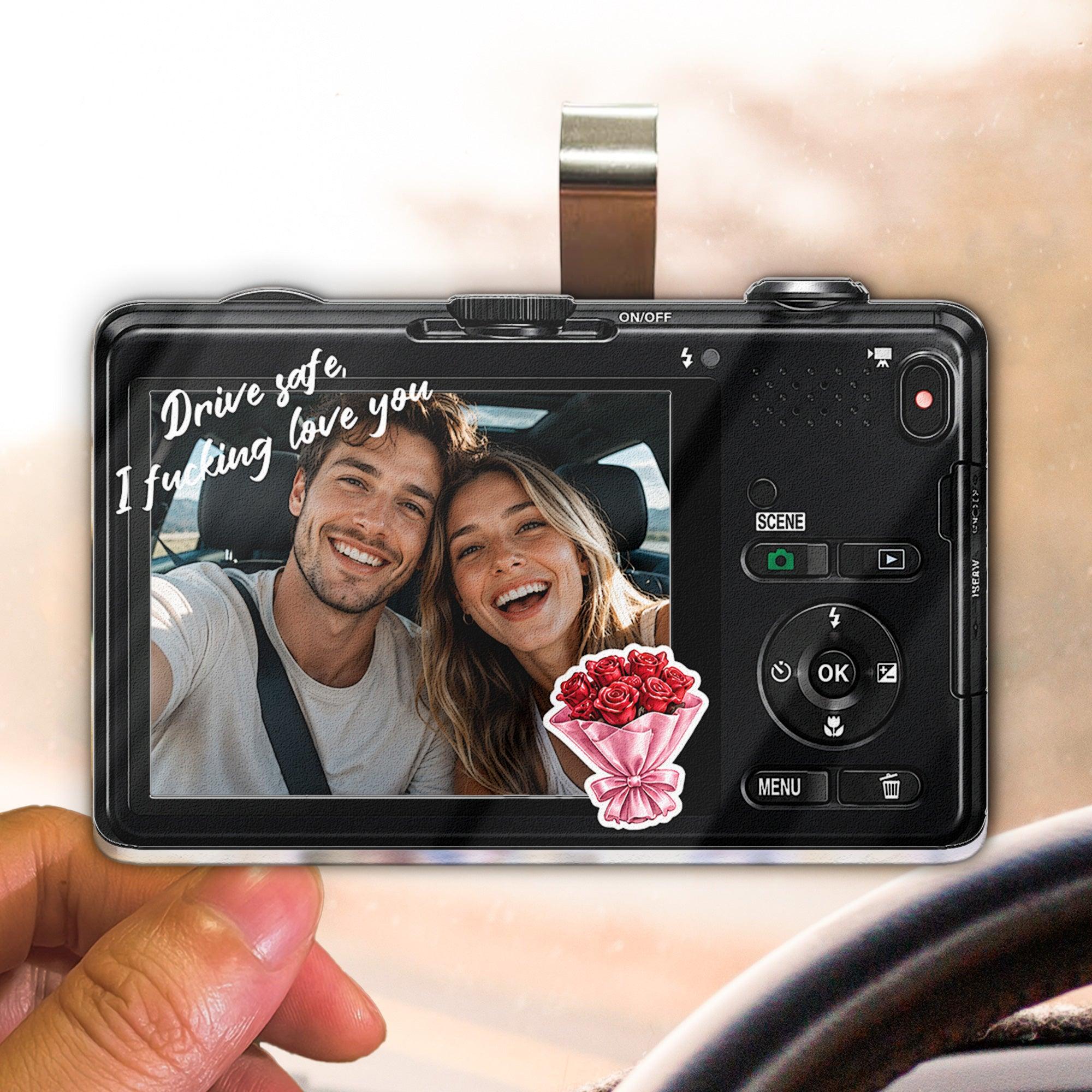 Personalized Car Visor Clip Custom Vintage Couple Photo Drive Safe Anniversary Gift For Boyfriend