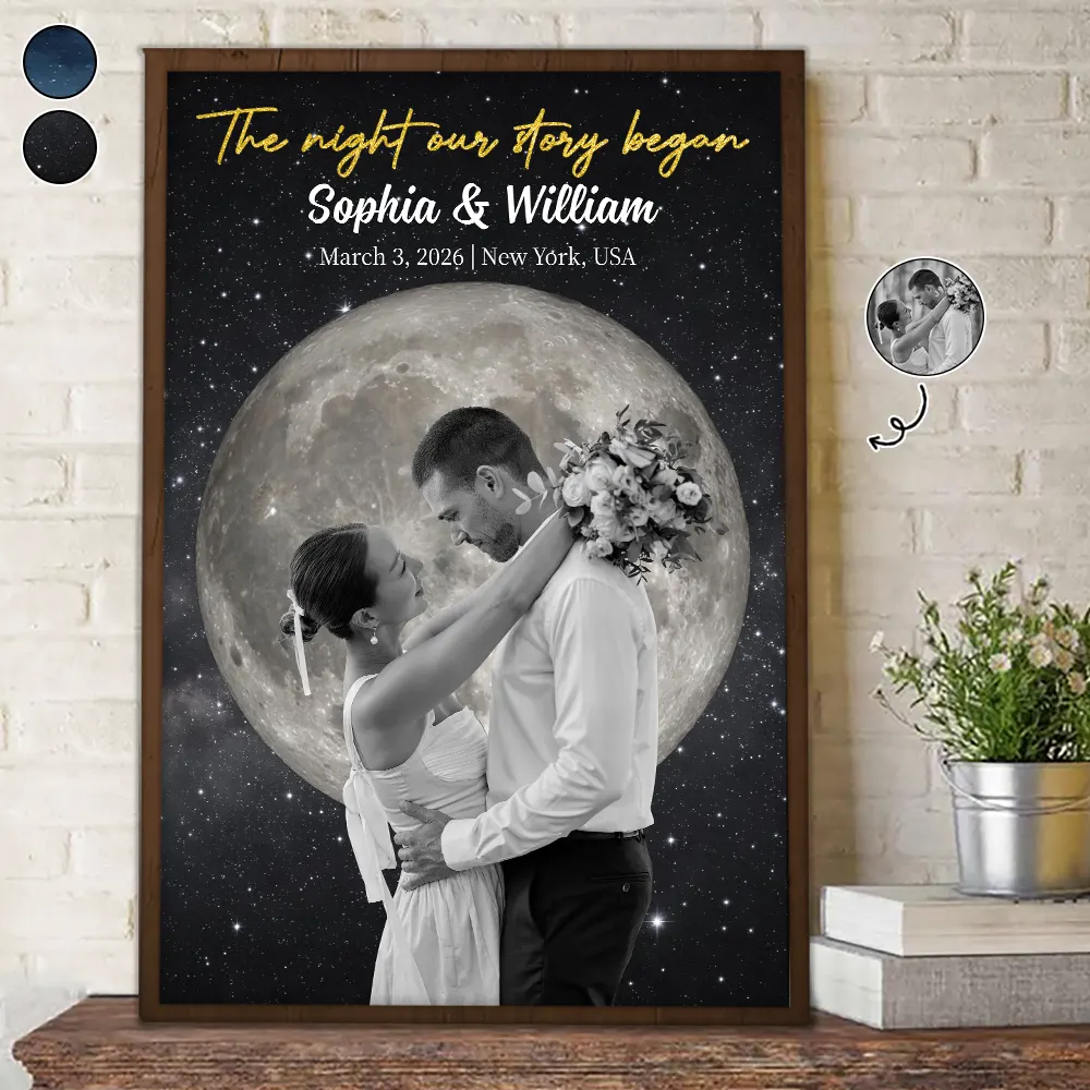 Custom Moon Phase Photo Poster - The Night Our Story Began Romantic Gift
