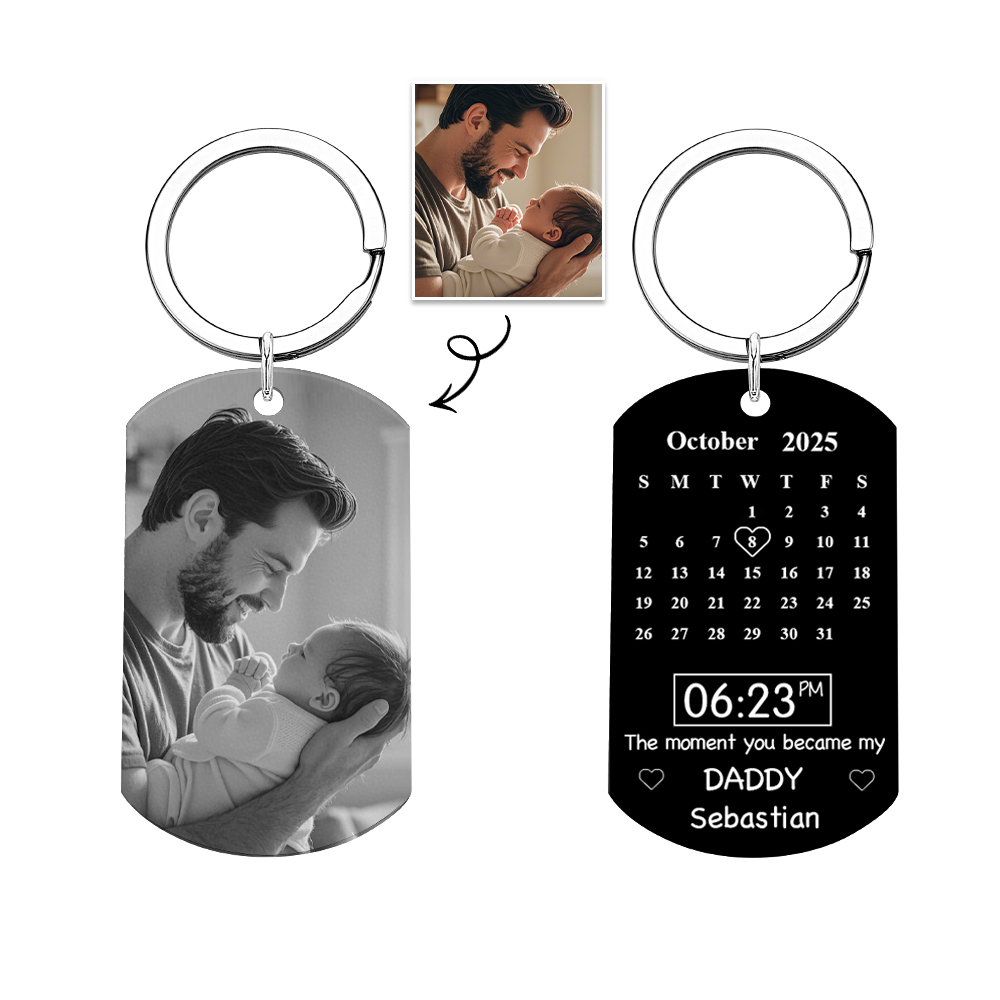Father's Day Gifts Custom Photo Calendar Black The Moment You Became My Daddy