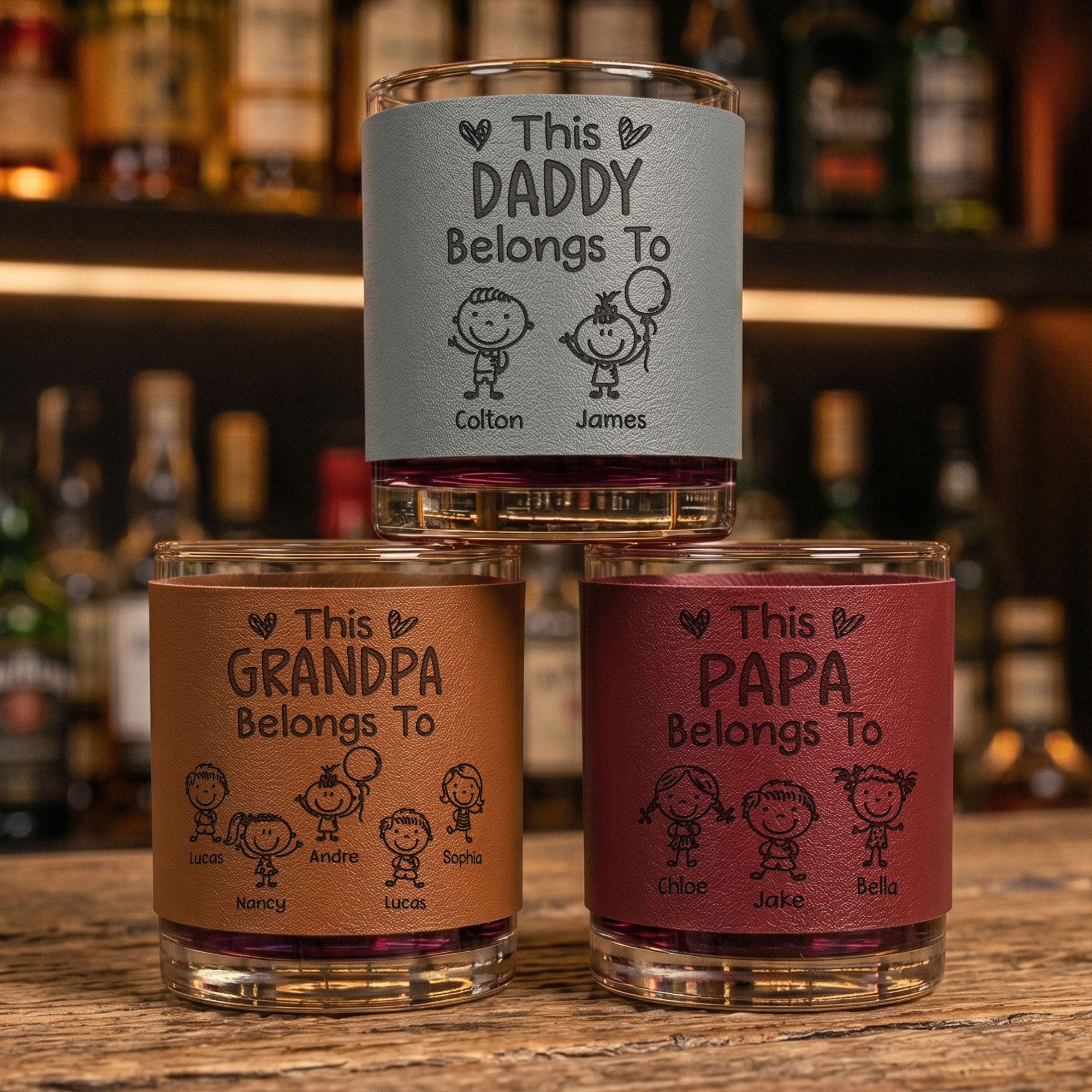 Personalized Whiskey Glass Doodle Style Father's Day Gift For Dad