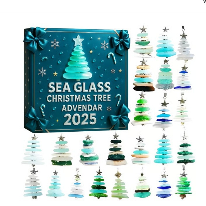 Sea Glass Christmas Tree Advent Calendar – 24 Day Ocean-Themed Countdo