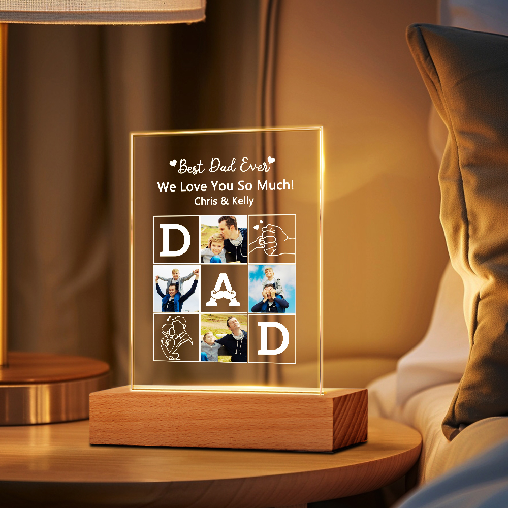 Personalized Photo Lamp Night Light Fathers Day Gifts Personalized Gifts Gift for Dad Best Dad Ever Custom Name Light - 