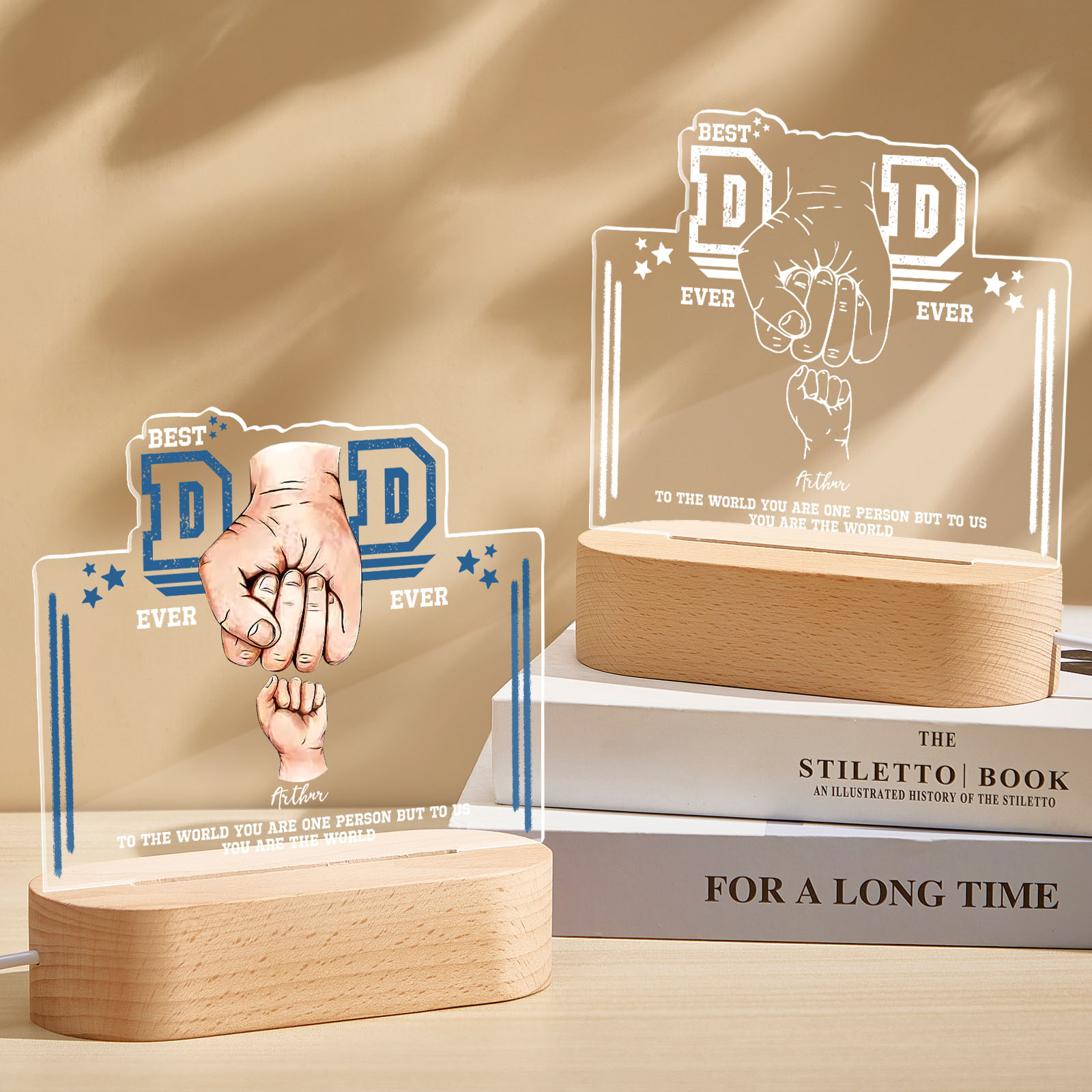 Fist Bump Night Light Fathers Day Gifts Personalized Dad Gift from Kids Gift for Dad Best Dad Ever