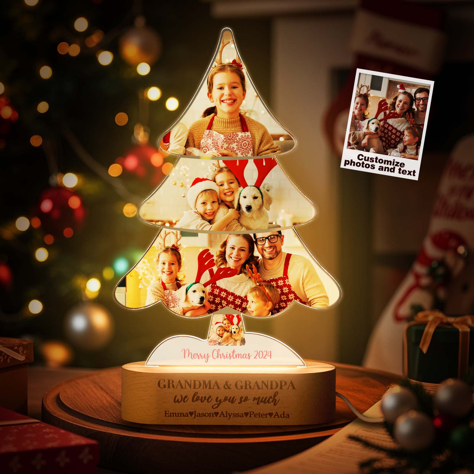 Custom Night Light Christmas Gift Christmas Decor Personalized Nightlight Photo, Engraved Gift for Your Love