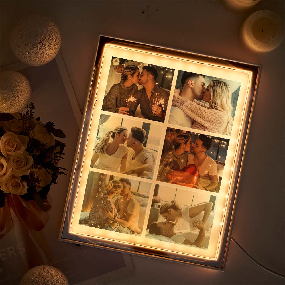 Custom DIY Night Light Couple Photo Frame Friend Birthday Gift Makeup Practical Ornaments Mirror Light Painting
