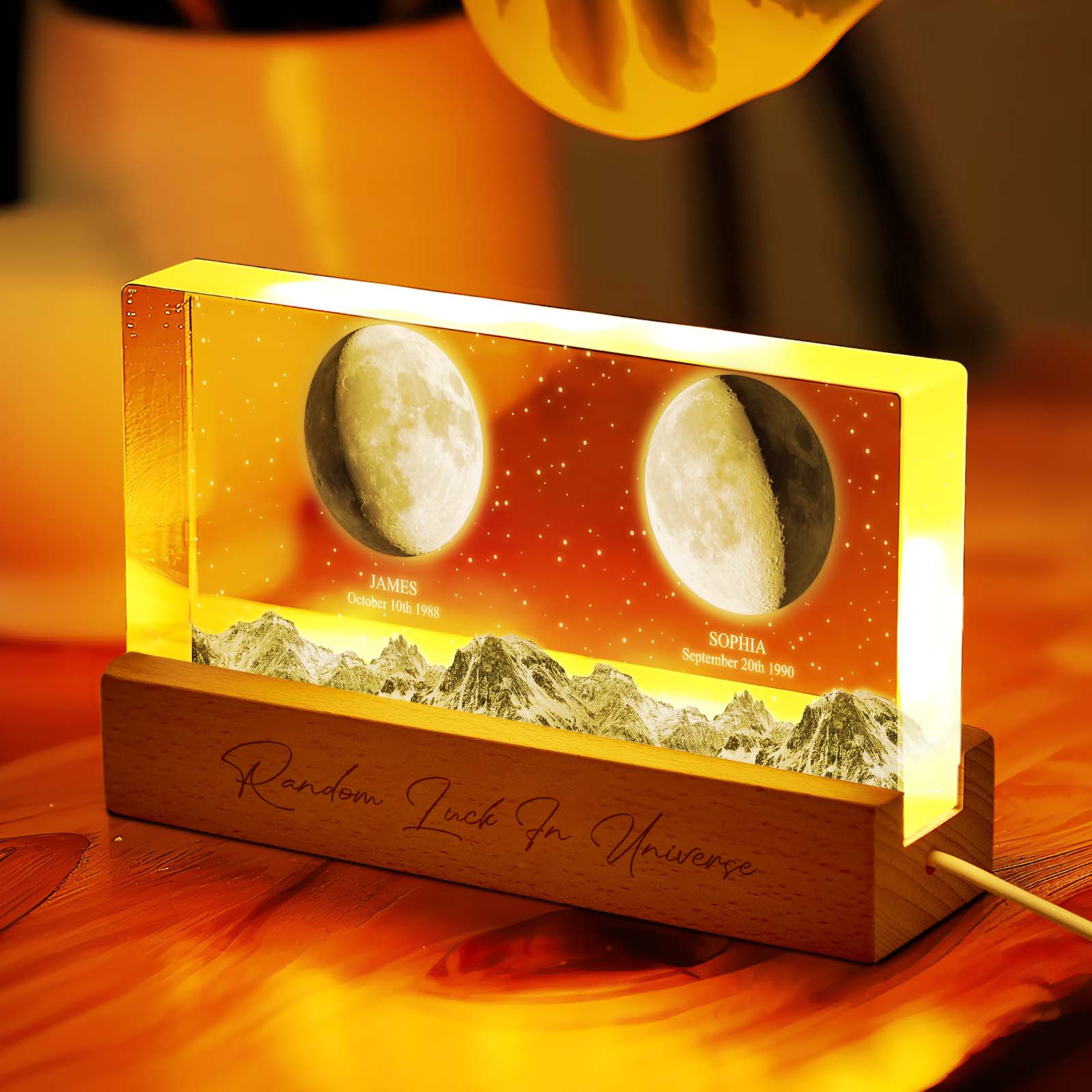 Personalized Moon Phase Night Light Custom Photo Light Gift for Lover - 