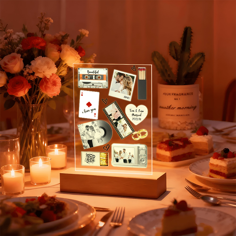 Custom Night Light Matchbox Poster Personalized Photo and Text Valentine's Gift