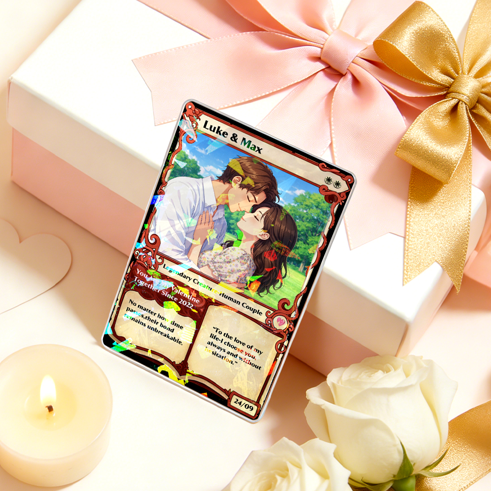 Personalized Anime Magic Card Couple Photo Anime Style Valentine's Day Gift for Couple