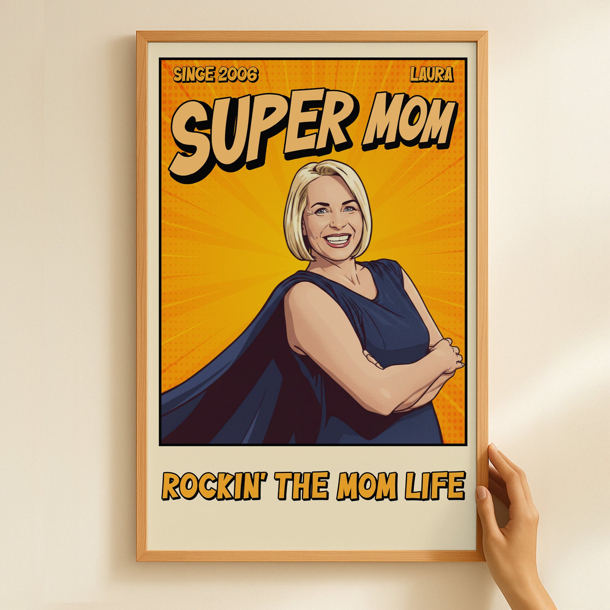 Super Mom Vintage Retro Art Comic Cover - Personalized Poster Mother's Day Gifts