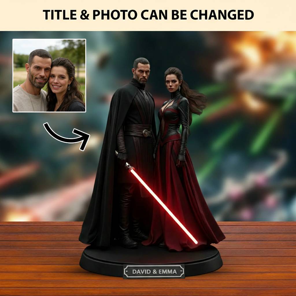 Custom Lightsaber Galactic Hero Couple Photo Acrylic Plaque Funny Gifts for Lover
