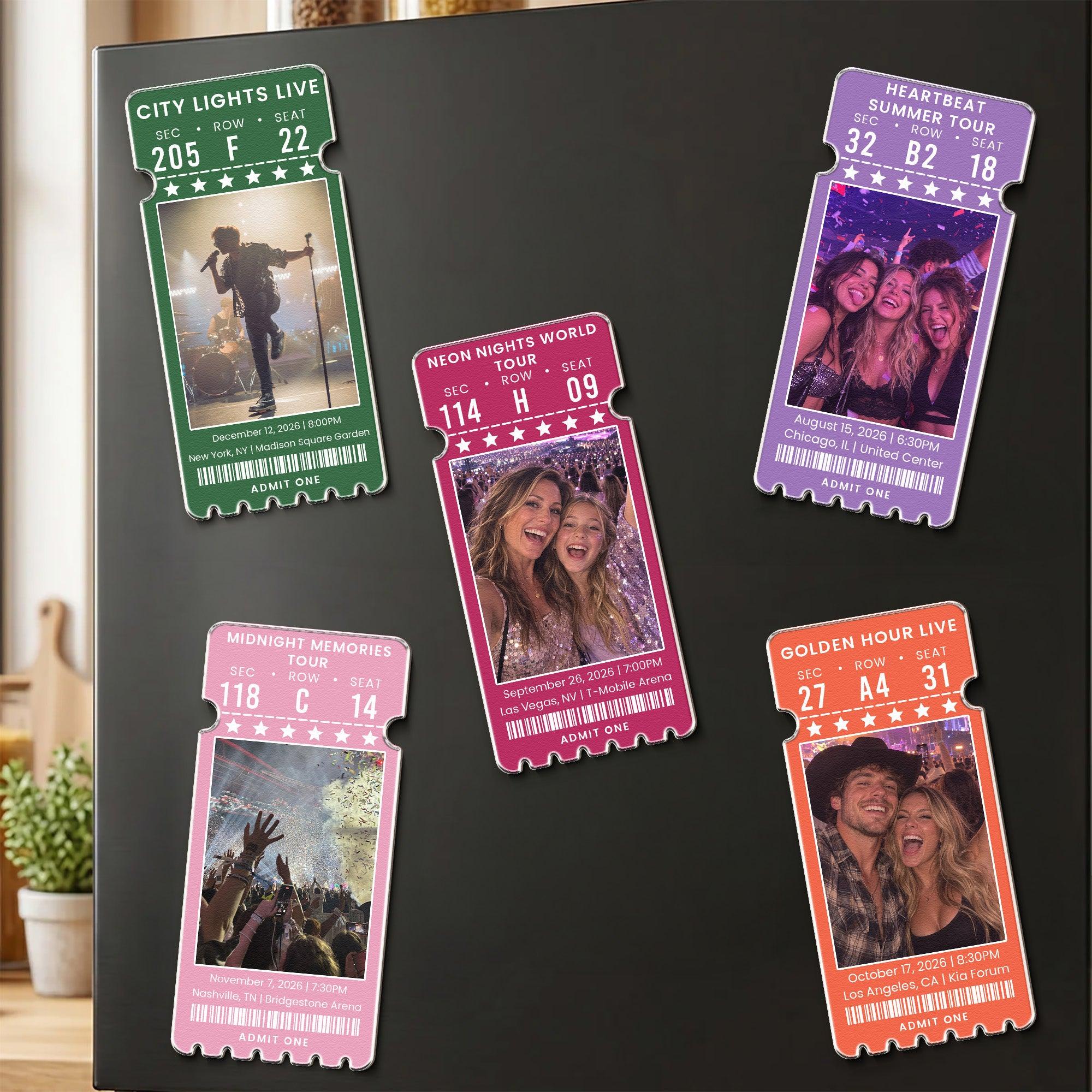 Custom Concert Ticket With Photo Personalized Magnet Music Event For Fans, Music Lovers
