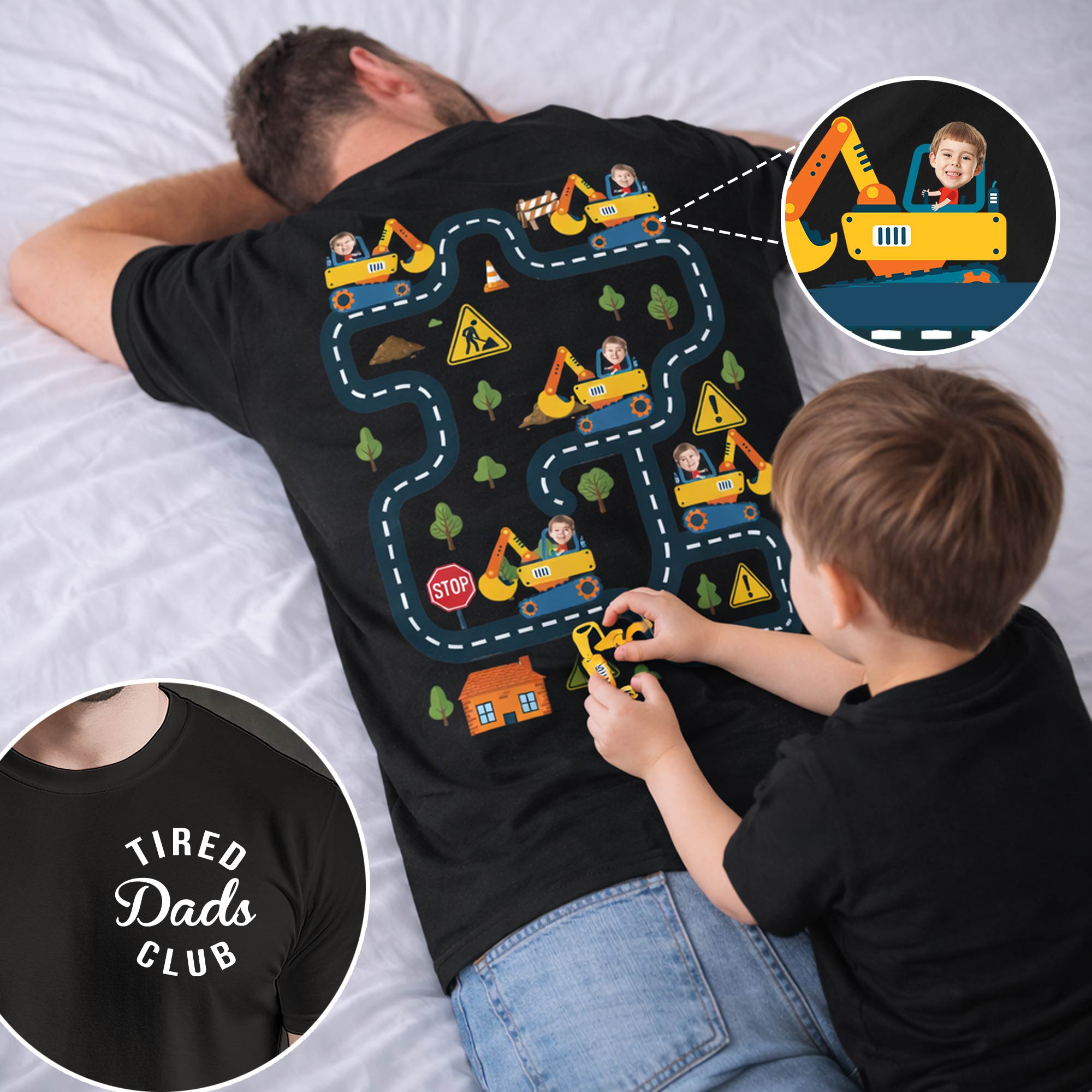 Father's Day Gifts, Tired Dads Club Construction Car Track Massage Funny Father Day Gifts For Dad - Personalized Shirt