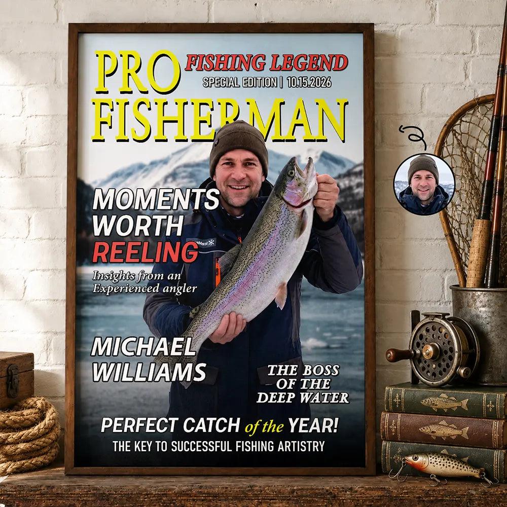 Custom Photo Fisherman Of The Year Wooden Framer Gift For Fishing Lovers