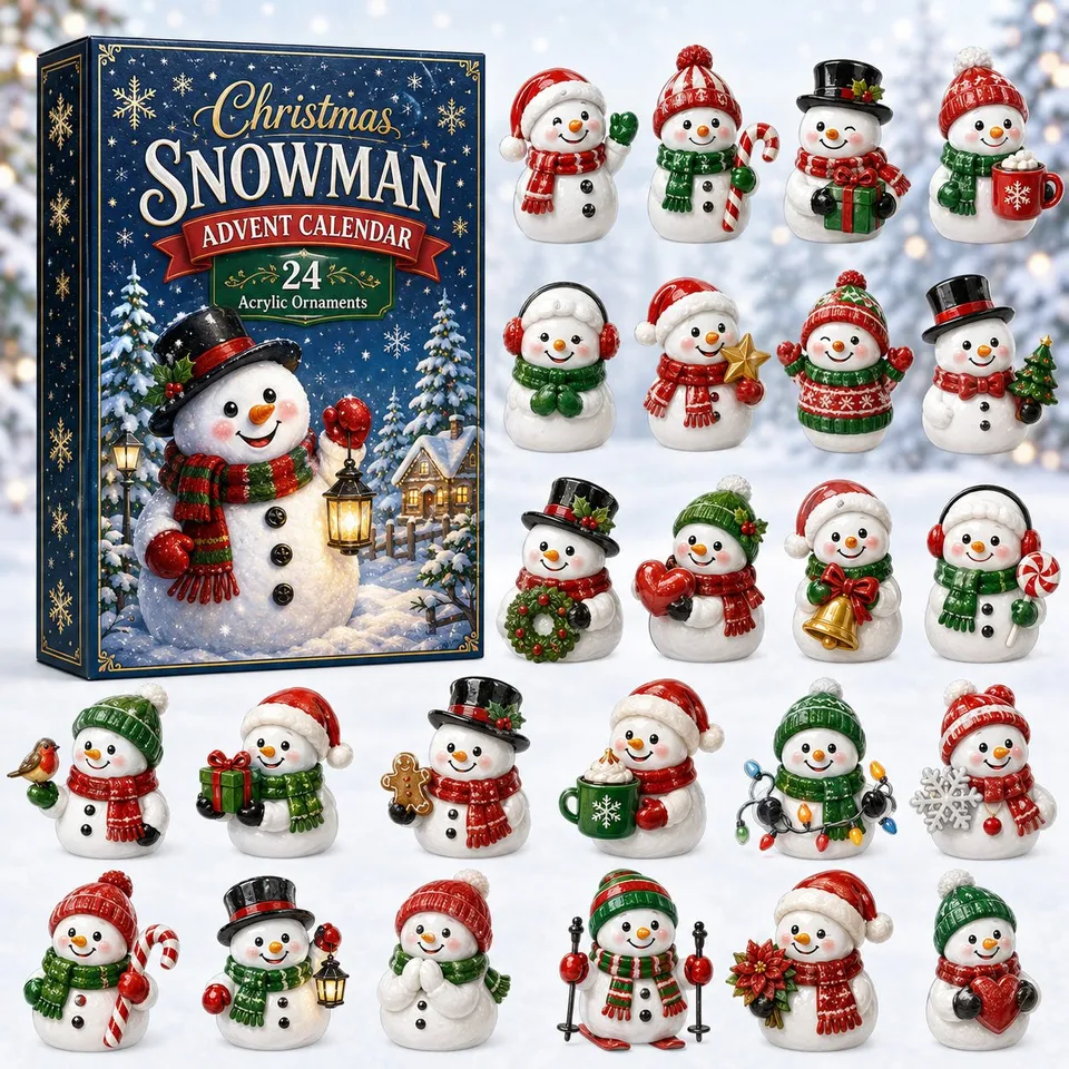 Christmas Snowman Advent Calendar 2026 - 24-Day Countdown, Acrylic Charms